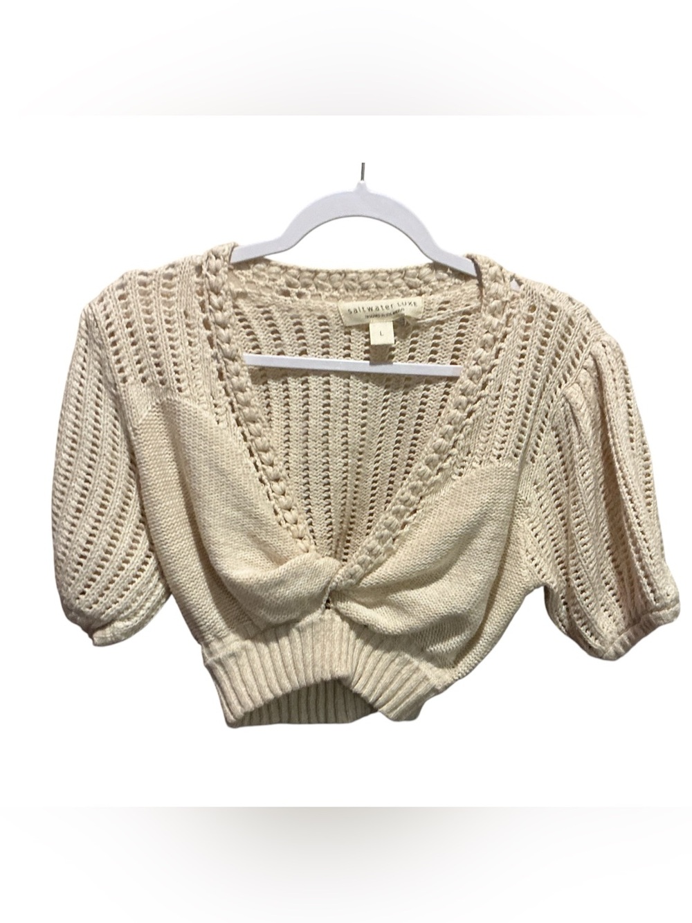 NWOT Saltwater Luxe Crochet Knit Crop Sweater